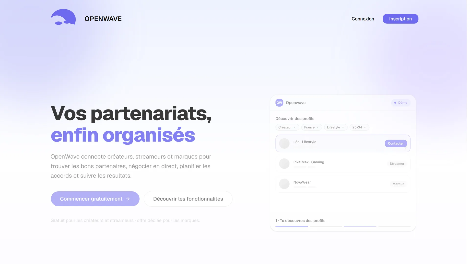 Aperçu du projet Openwave