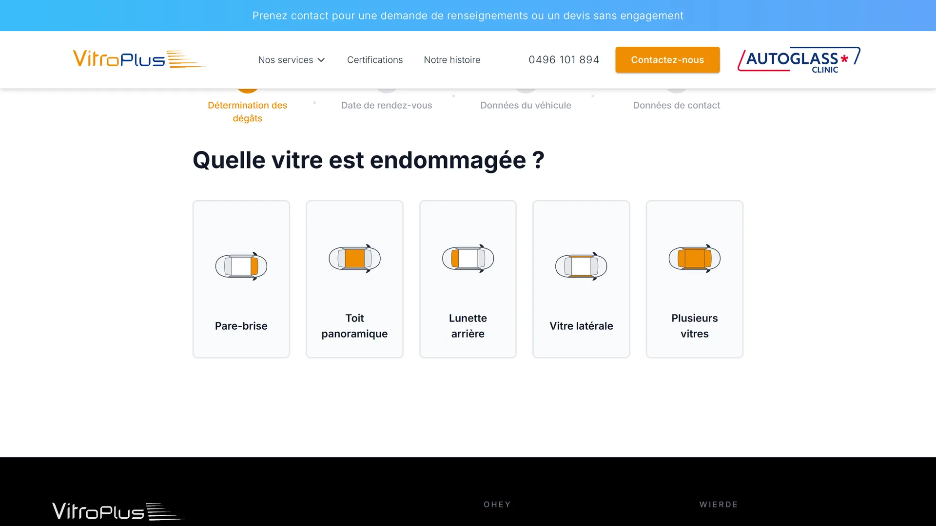 Prise de rendez-vous : la vitre endommagée